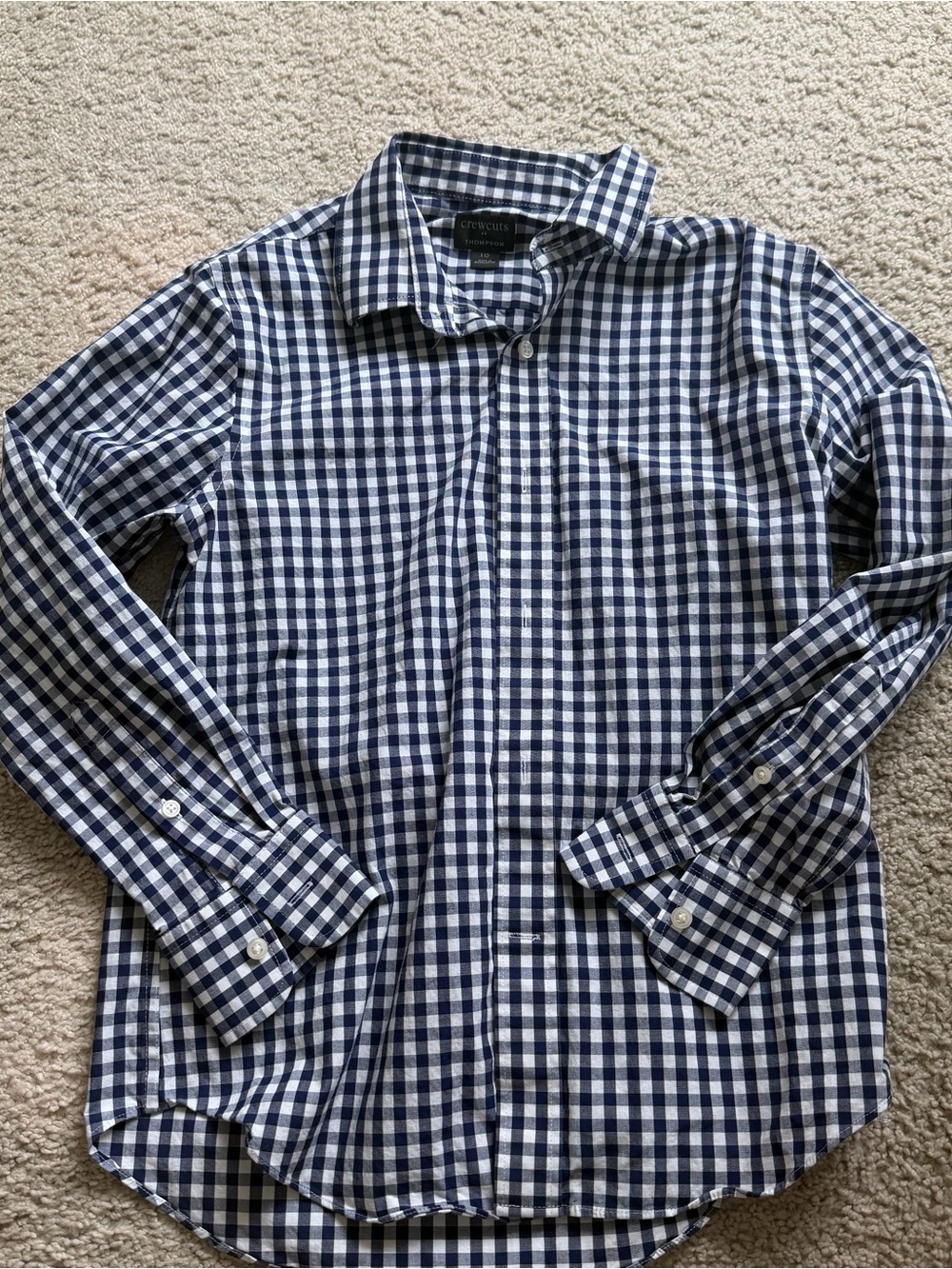 Crewcuts Boys' Navy and White Gingham Button-Down Shirt size 10